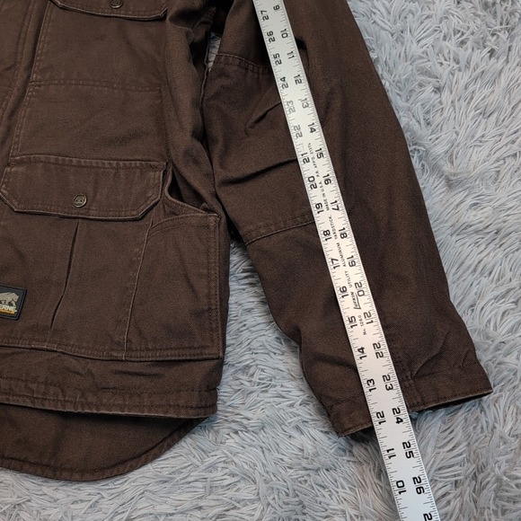 Berne Jacket Mens L Brown Hood Canvas Barn Chore Coat Work Pockets Farmer Seed - Picture 5 of 16